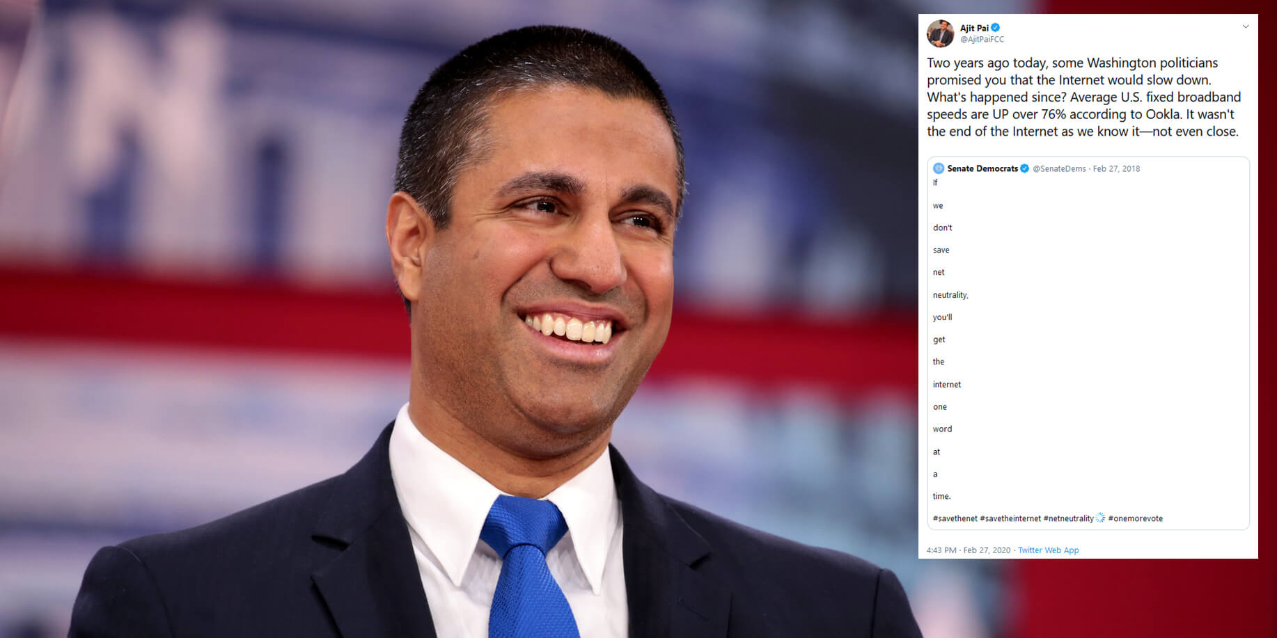 Ajit Pai Lauds Net Neutrality Repeal As Hundreds Say They Want It Back