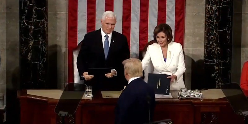 Donald Trump Nancy Pelosi State of the Union Handshake