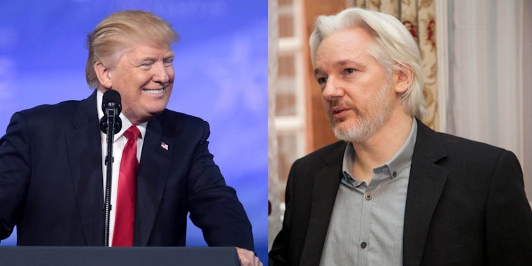 President Donald Trump and Wikileaks founder Julian Assange