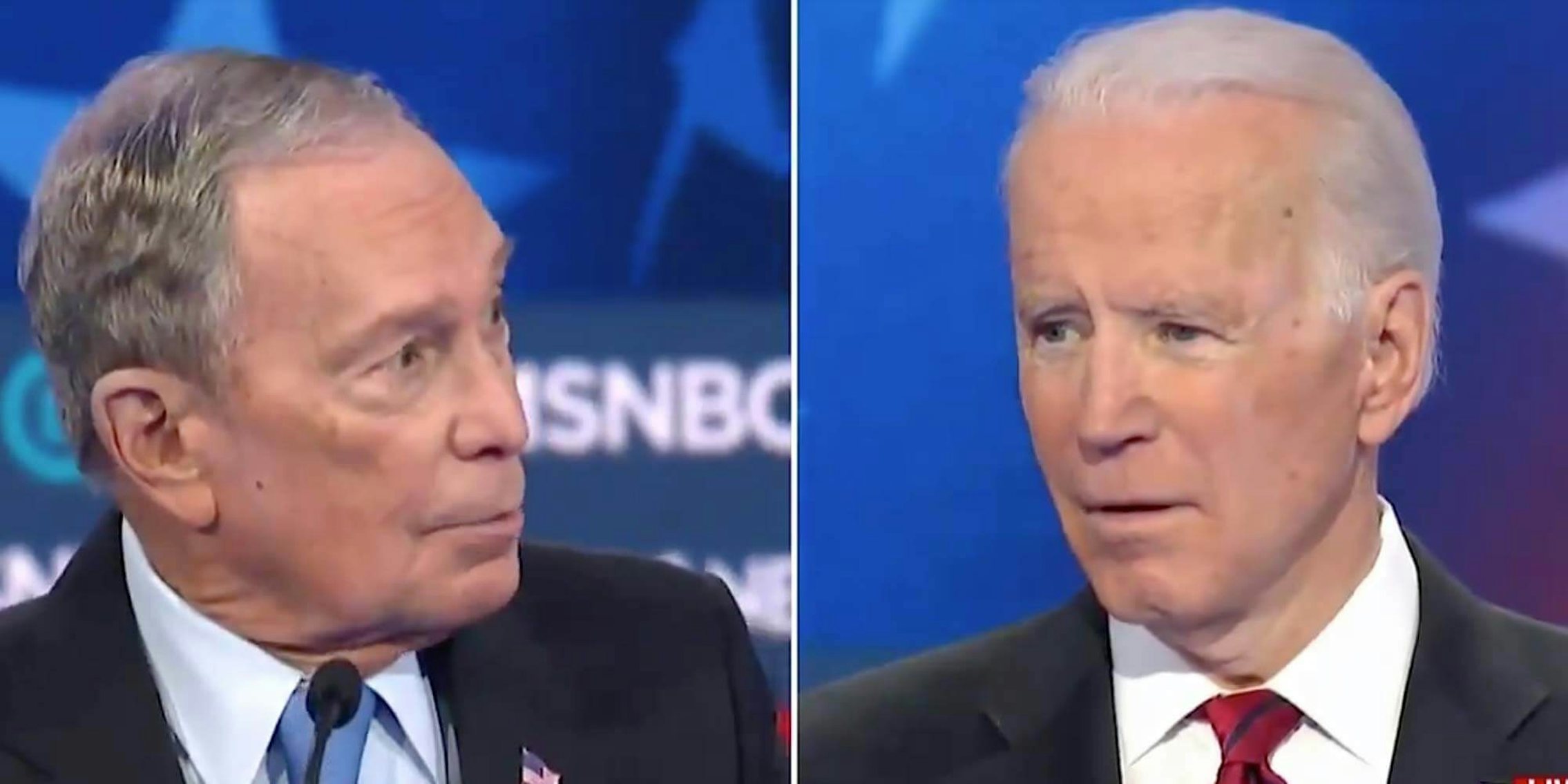 Mike Bloomberg and Joe Biden on the debate stage