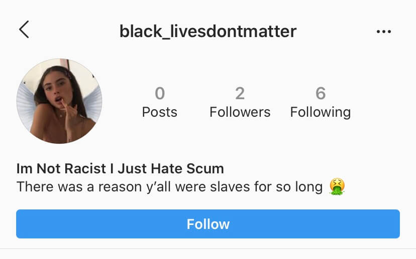 instagram racist account black_livesdontmatter