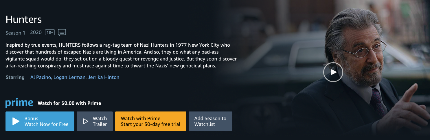 watch hunters on amazon prime