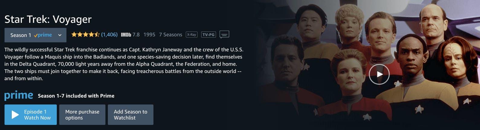 watch Star Trek voyager on Amazon Prime