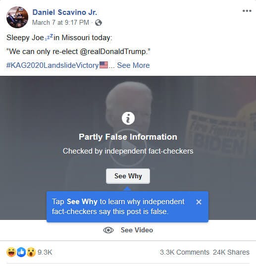 Dan Scavino Biden Clip Facebook manipulated media