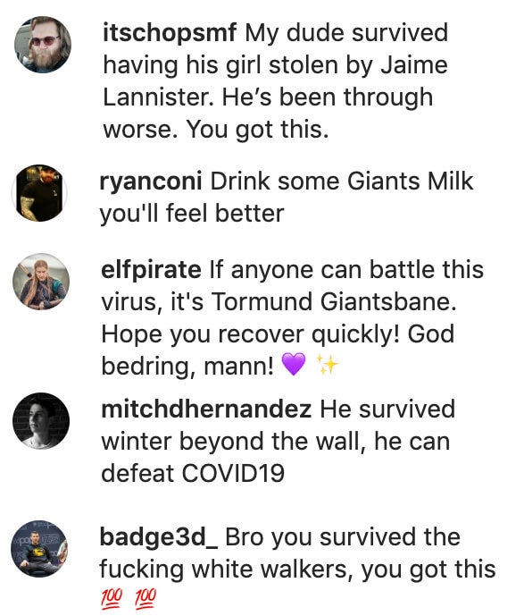 Kristofer Hivju - Game of Thrones coronavirus comments