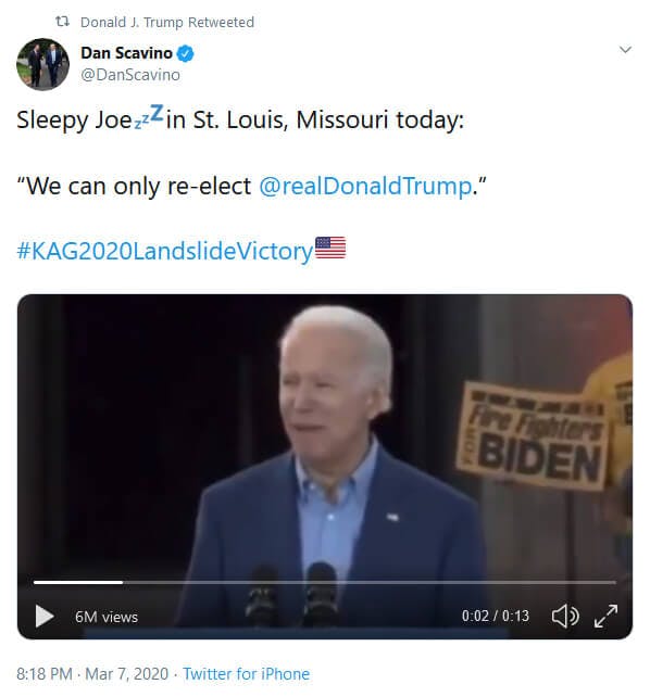 Trump Retweet Scavino Twitter Biden