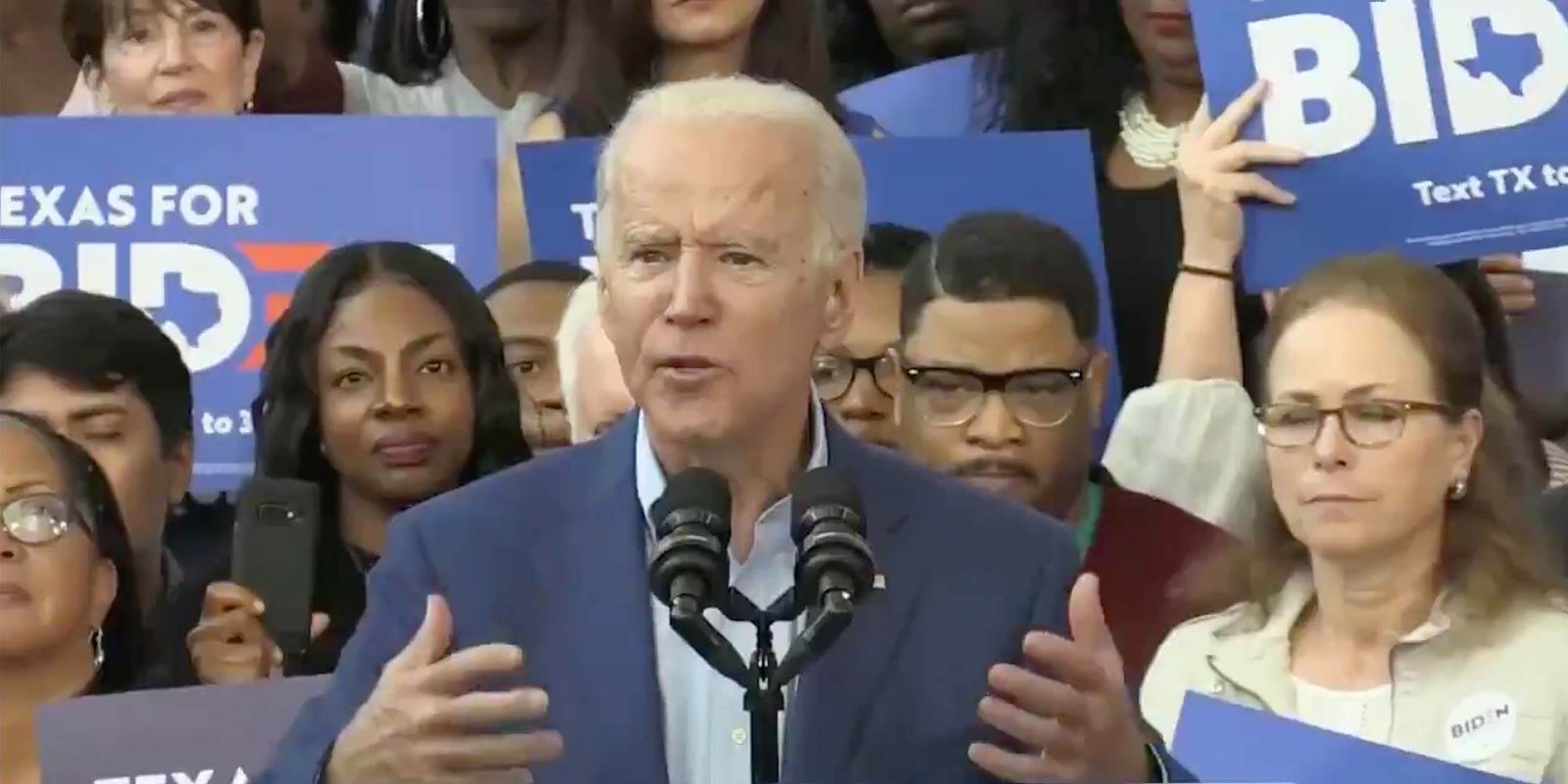 Democratic candidate Joe Biden speaking in Texas