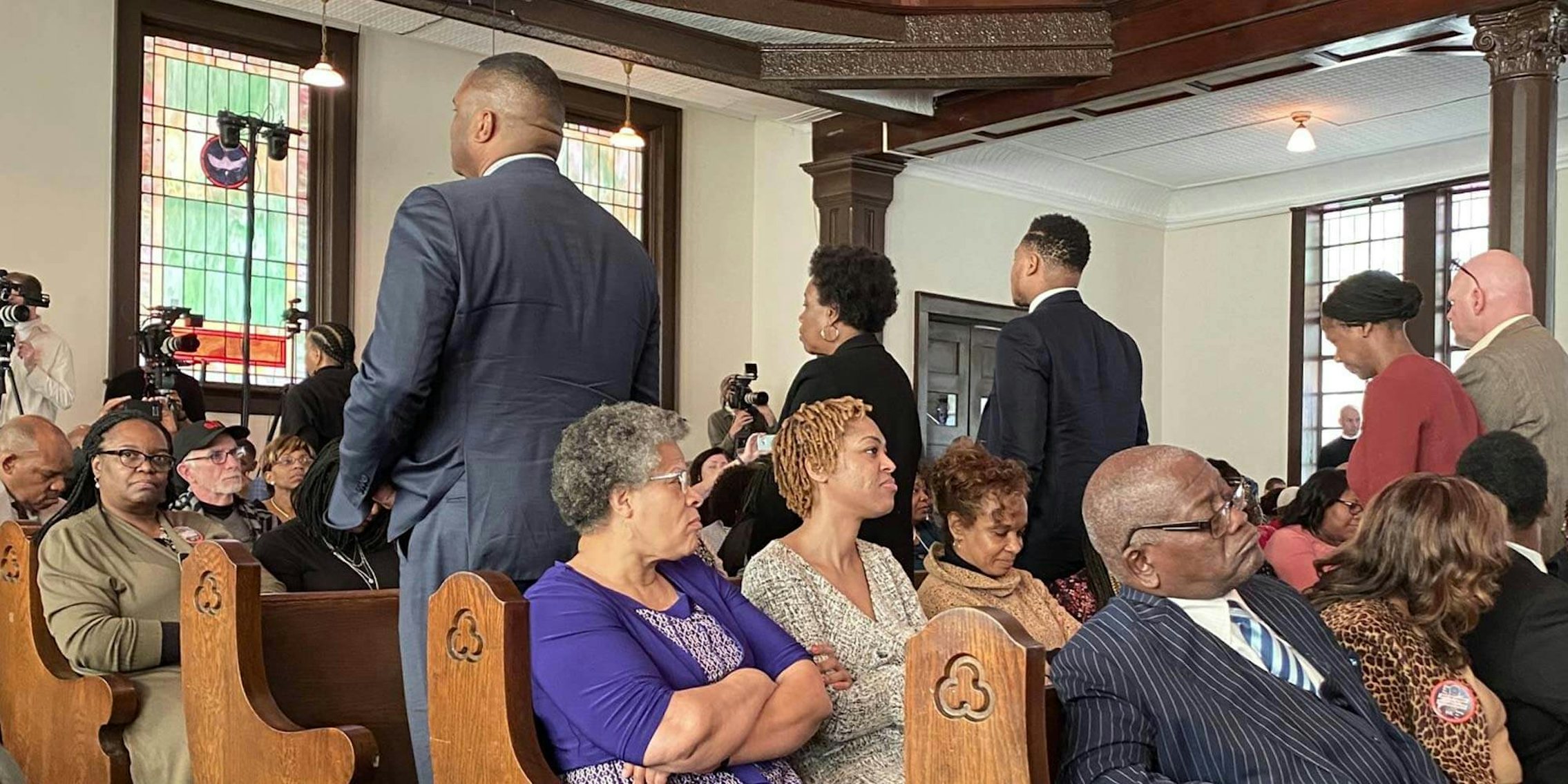 People at Selma church turning their backs on Michael Bloomberg