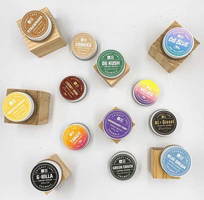 Colorful CBD oil pots from Extract Labs