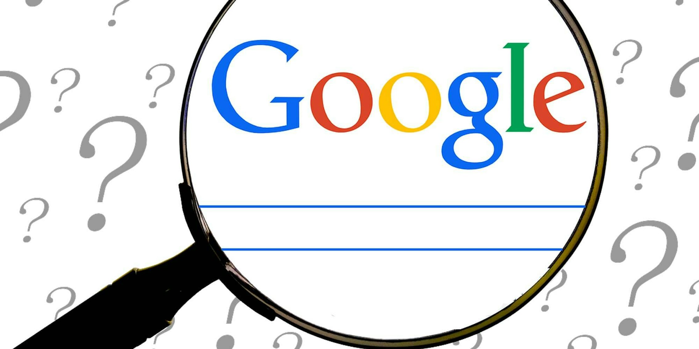 A magnifying glass over the Google search engine