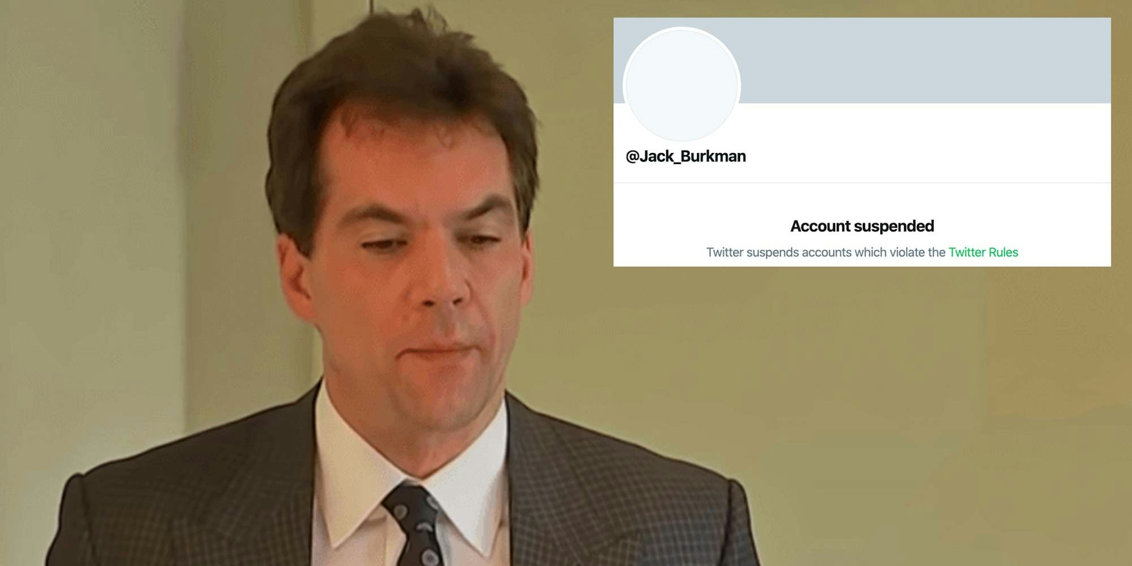 Jack Burkman next to his suspended Twitter account