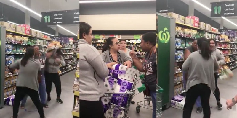 viral video of women fighting over toilet paper