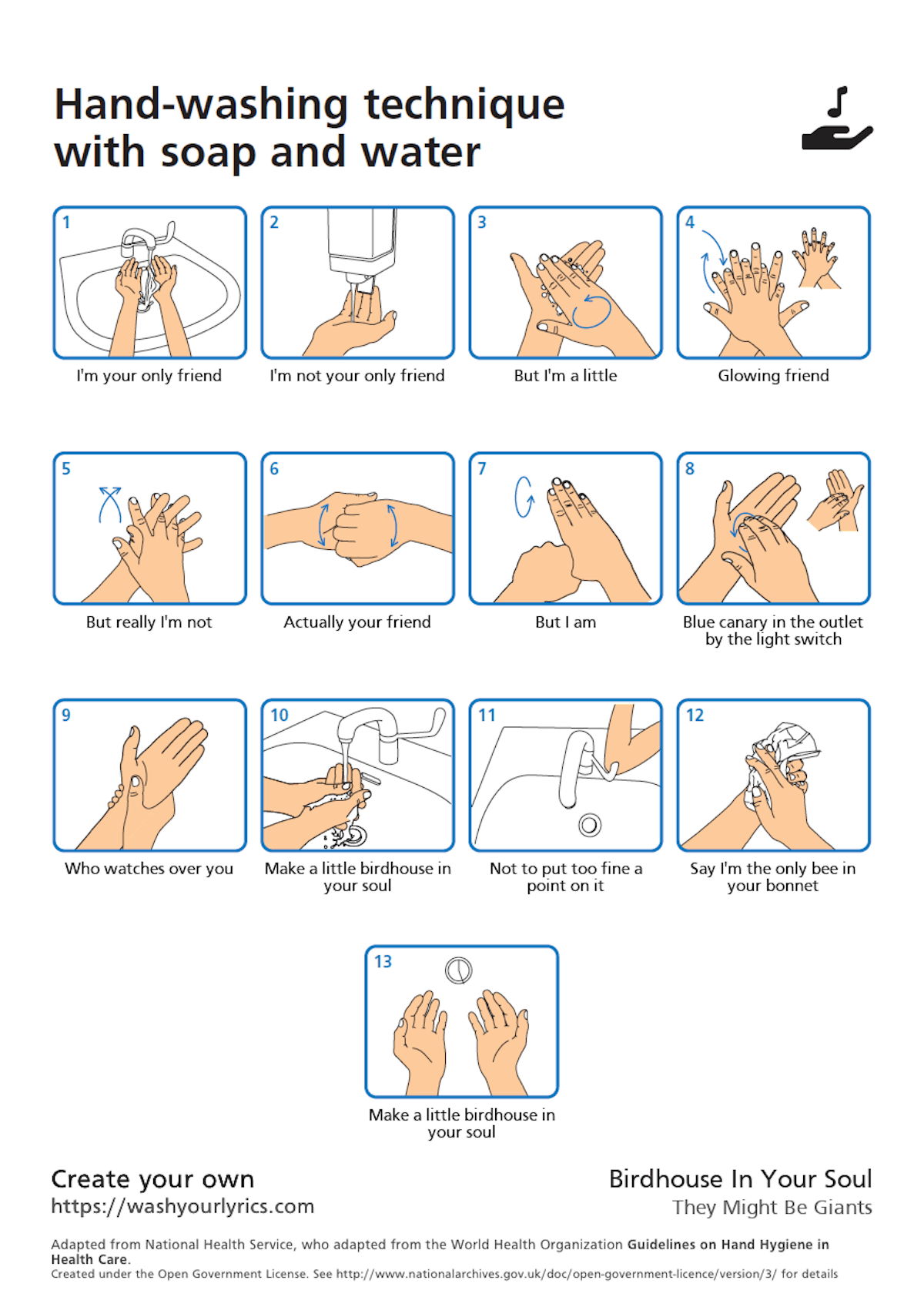 They Might Be Giants hand washing instructions
