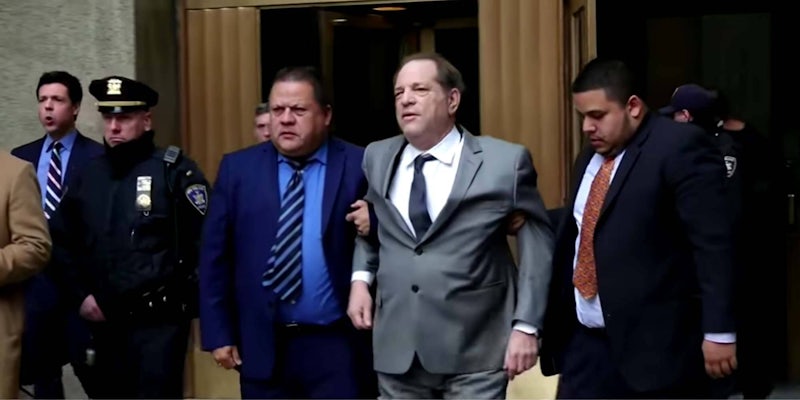 Harvey Weinstein walking outside of court