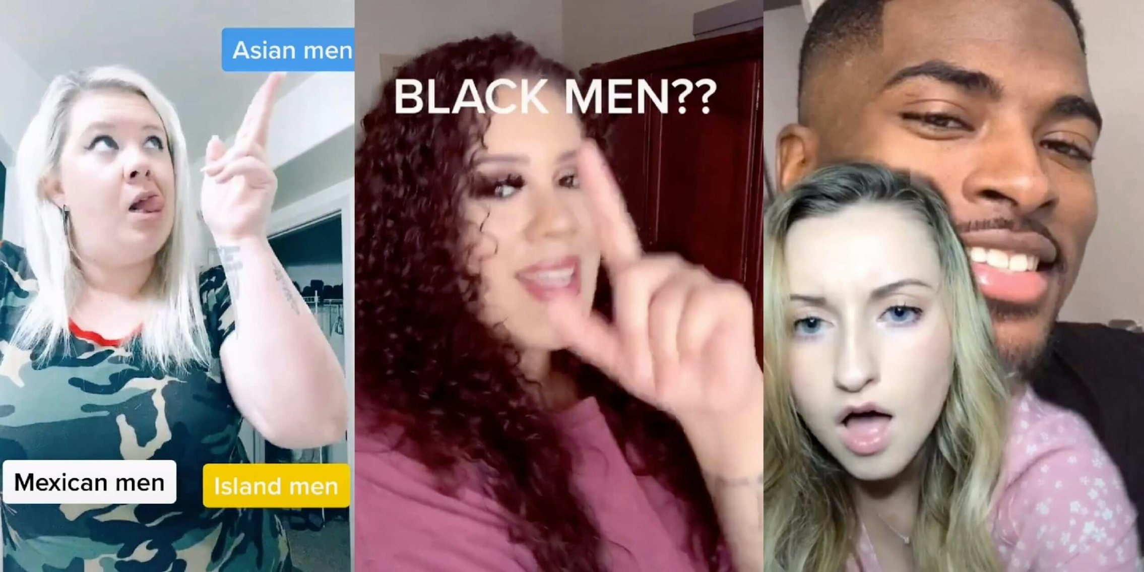 Three screenshots show different women commenting on their preference for Black men