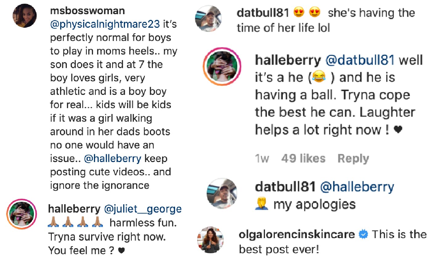 Halle Berry - Instagram comments