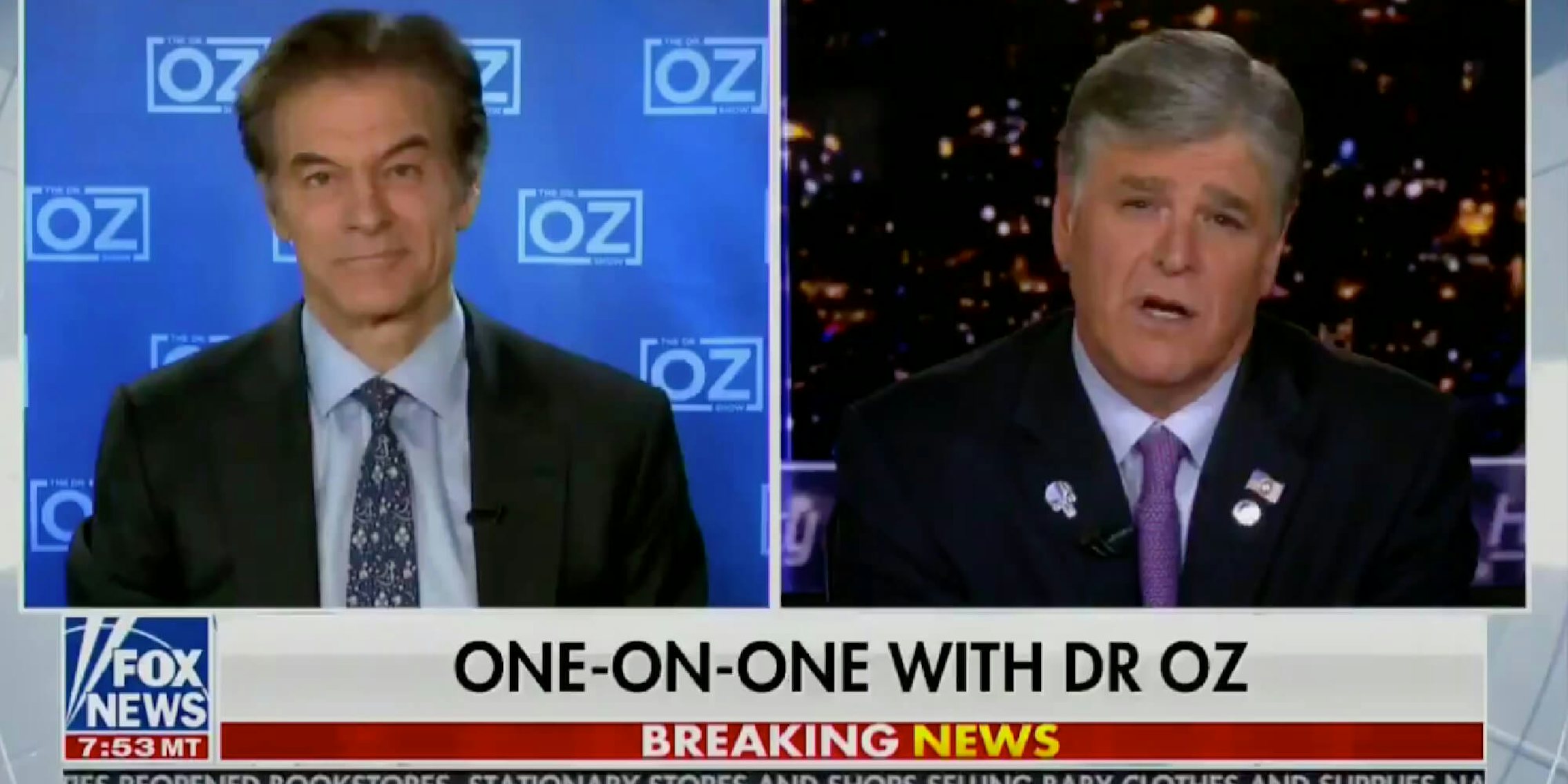 Dr. Oz on Sean Hannity suggesting reopening schools