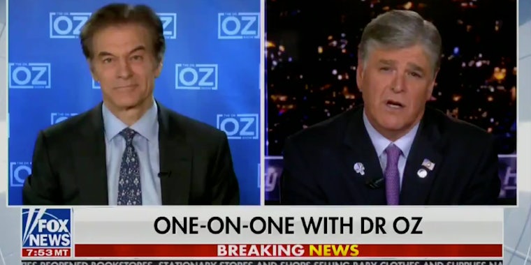 Dr. Oz on Sean Hannity suggesting reopening schools