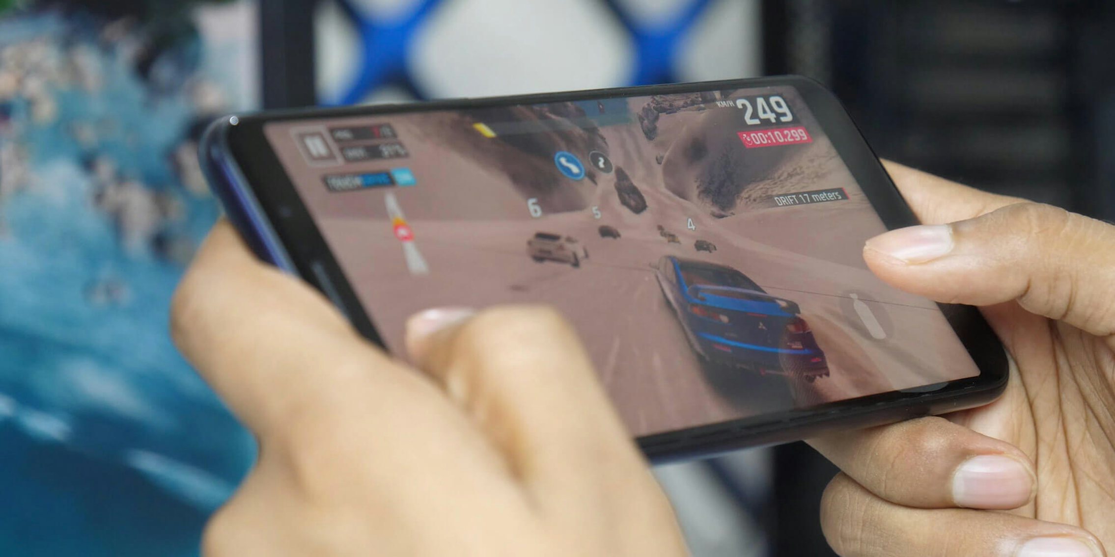 A person playing mobile games on their phone