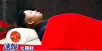 A fake photo of Kim Jong Un in a coffin