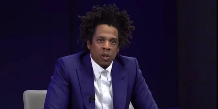 Rapper Jay-Z in a blue suit