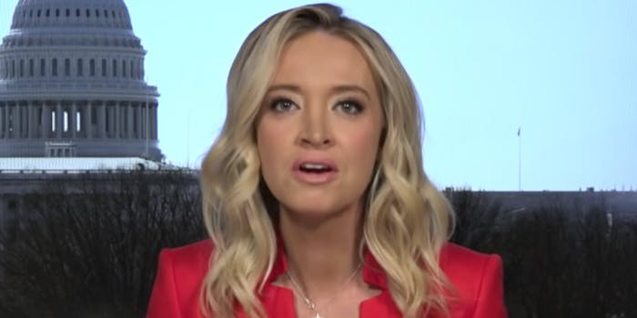 Kayleigh McEnany speaking in front of the capitol building
