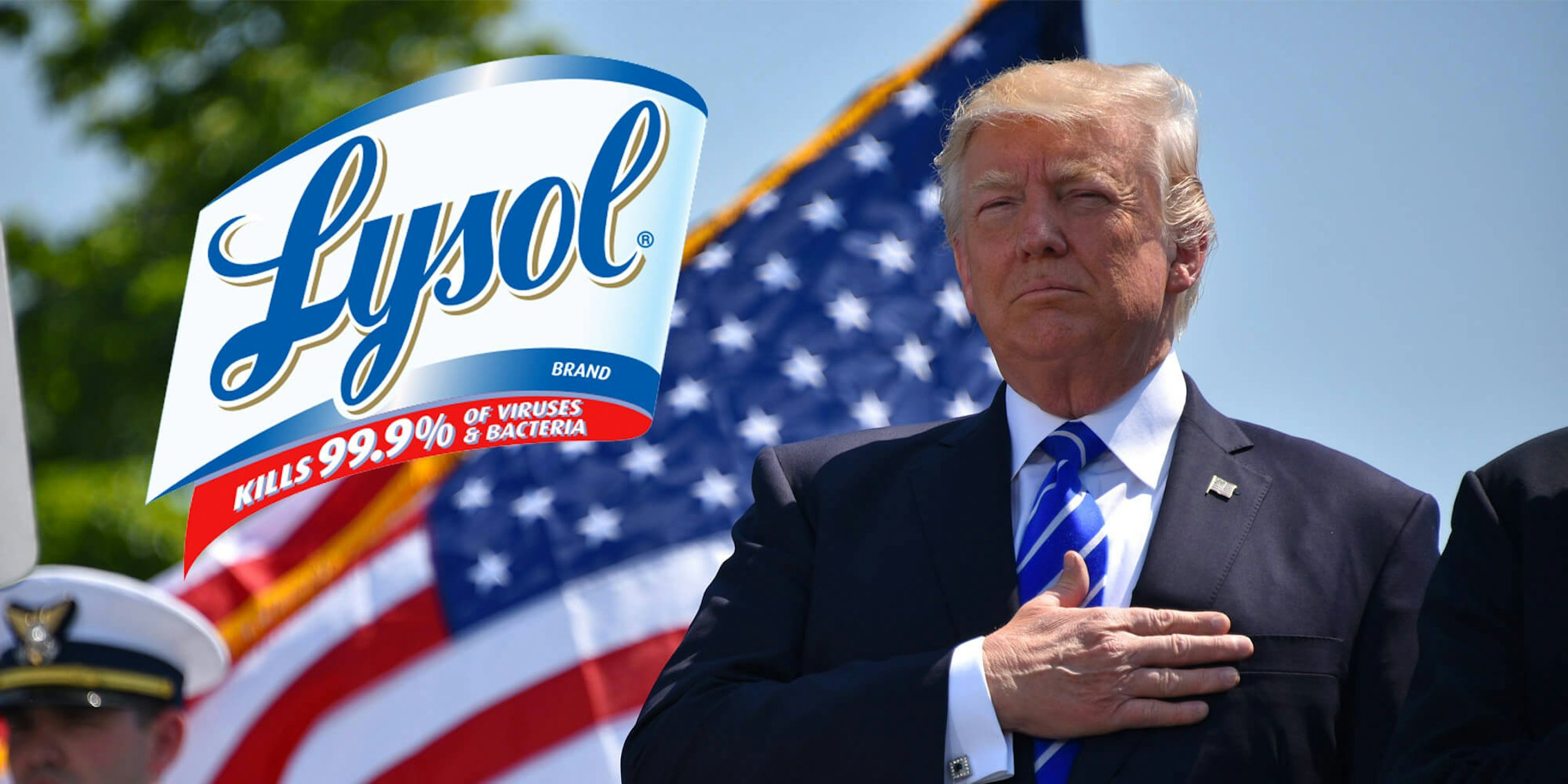 The Lysol logo next to President Donald Trump