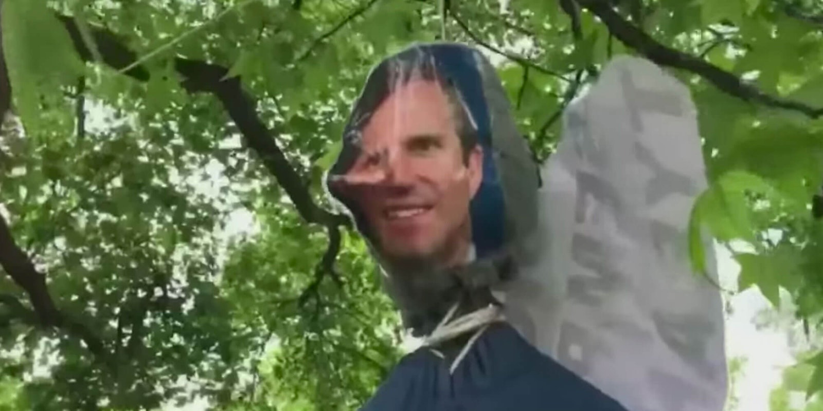 Screenshot of head of kentucky governor hanged from a tree