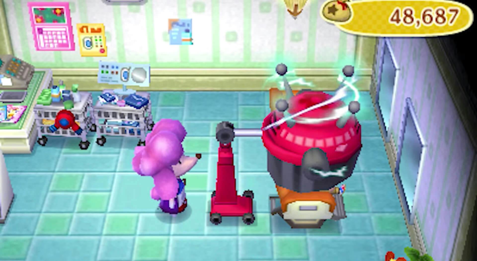 Photo of Shampoodle's hair salon which demonstrates how to change your makeup color in Animal Crossing: New Leaf.