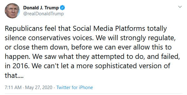Donald Trump Social Media Close Them Down Tweet