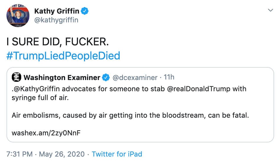 Kathy Griffin - syringe tweets