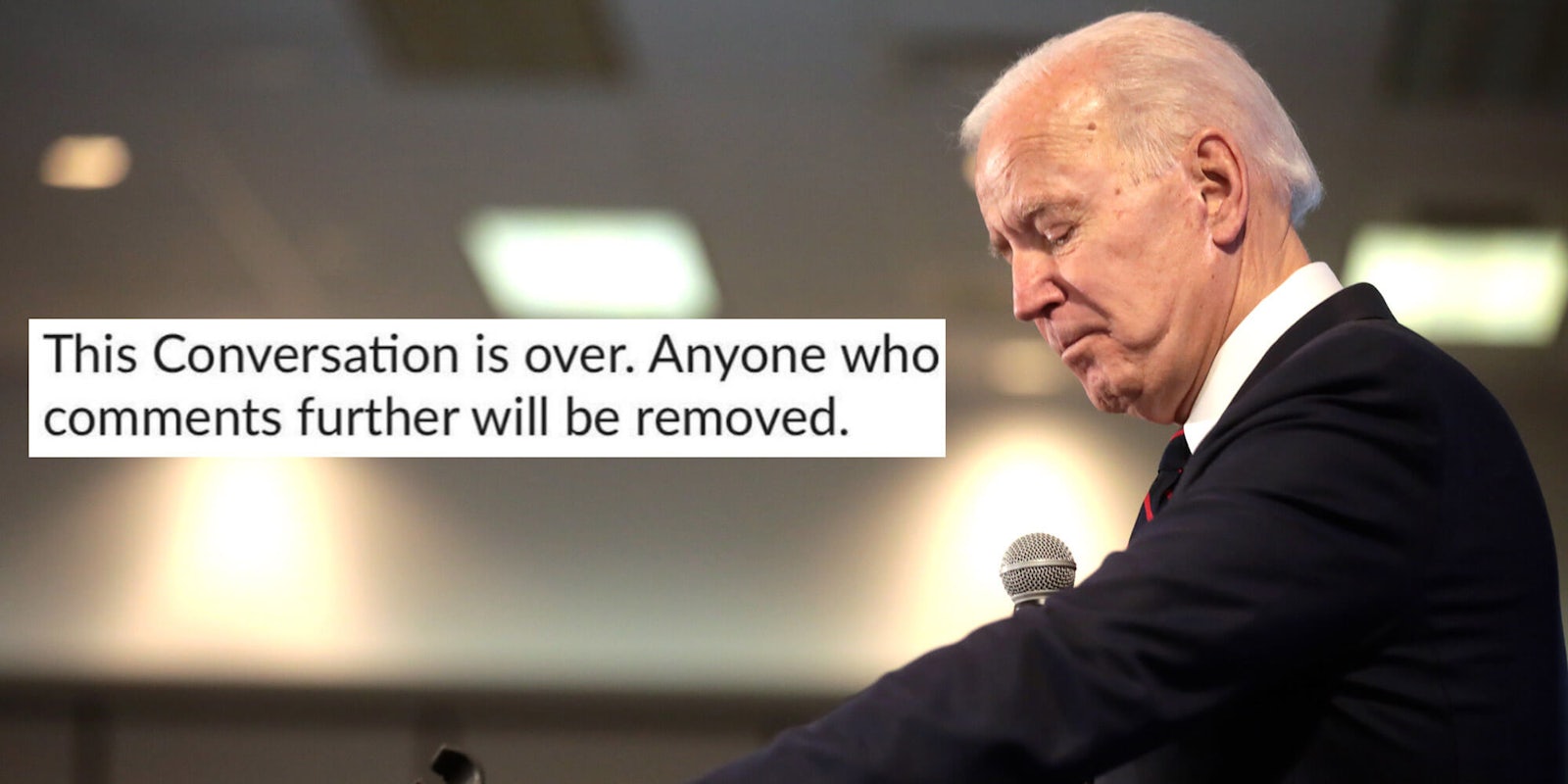 Joe Biden next to a Slack message
