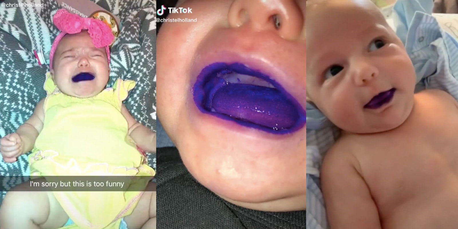 baby with a purple mouth on tiktok