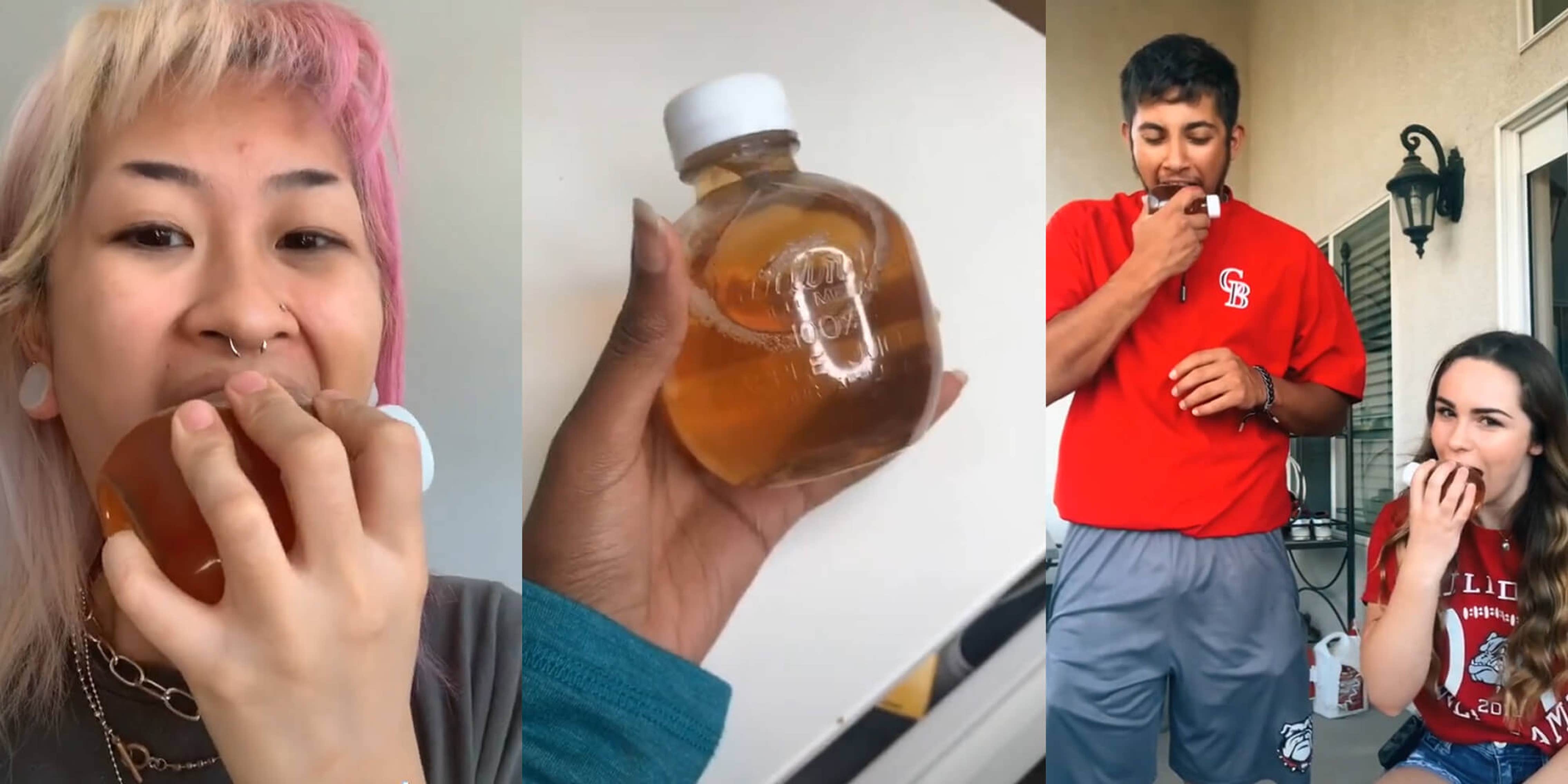 Apple Juice TikTok Challenge Has People Biting Into Bottles