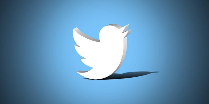 The Twitter bird over a blue background