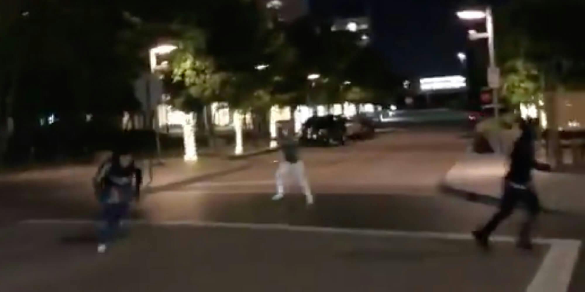 Video Shows Man Chasing Protesters With a Machete