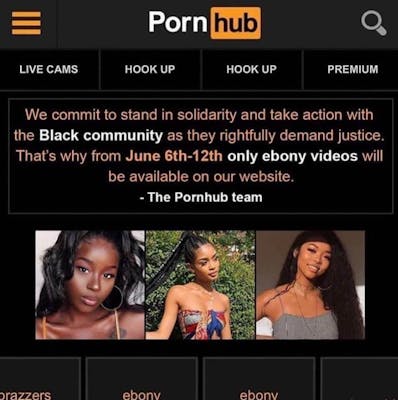Alleged Pornhub Announcement Says it Will Stream 'Only Ebony Videos'