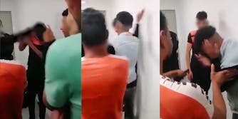 Tunisian Migrants Slapping
