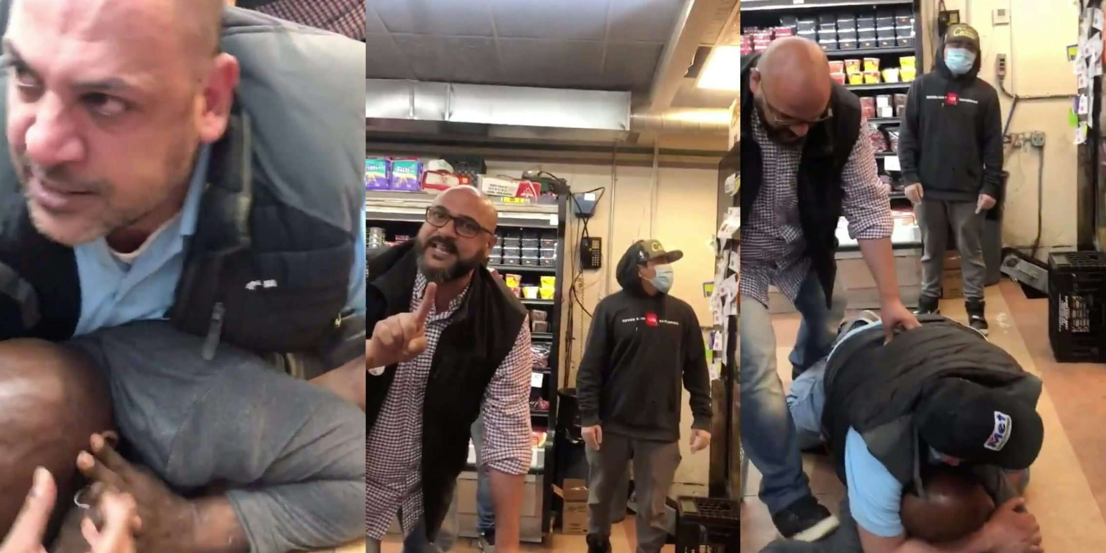 Screengrabs show two employees at Metfoods Supermarket stepping on and putting Black man on chokehold