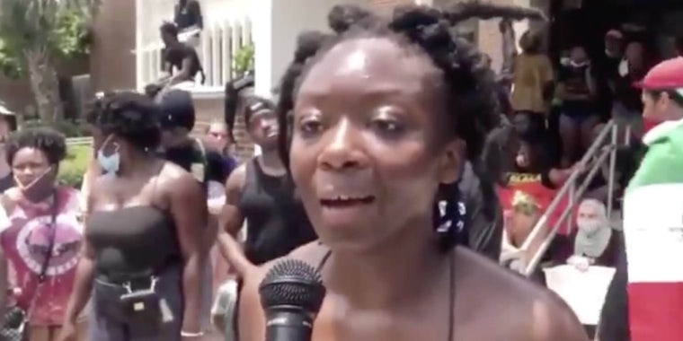 Toyin Salau seen in a video before her death, giving an impassioned speech about the Black Lives Matter revolution
