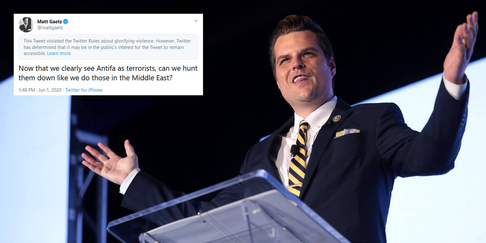 Matt Gaetz Tweet Flagged By Twitter For 'Glorifying Violence'