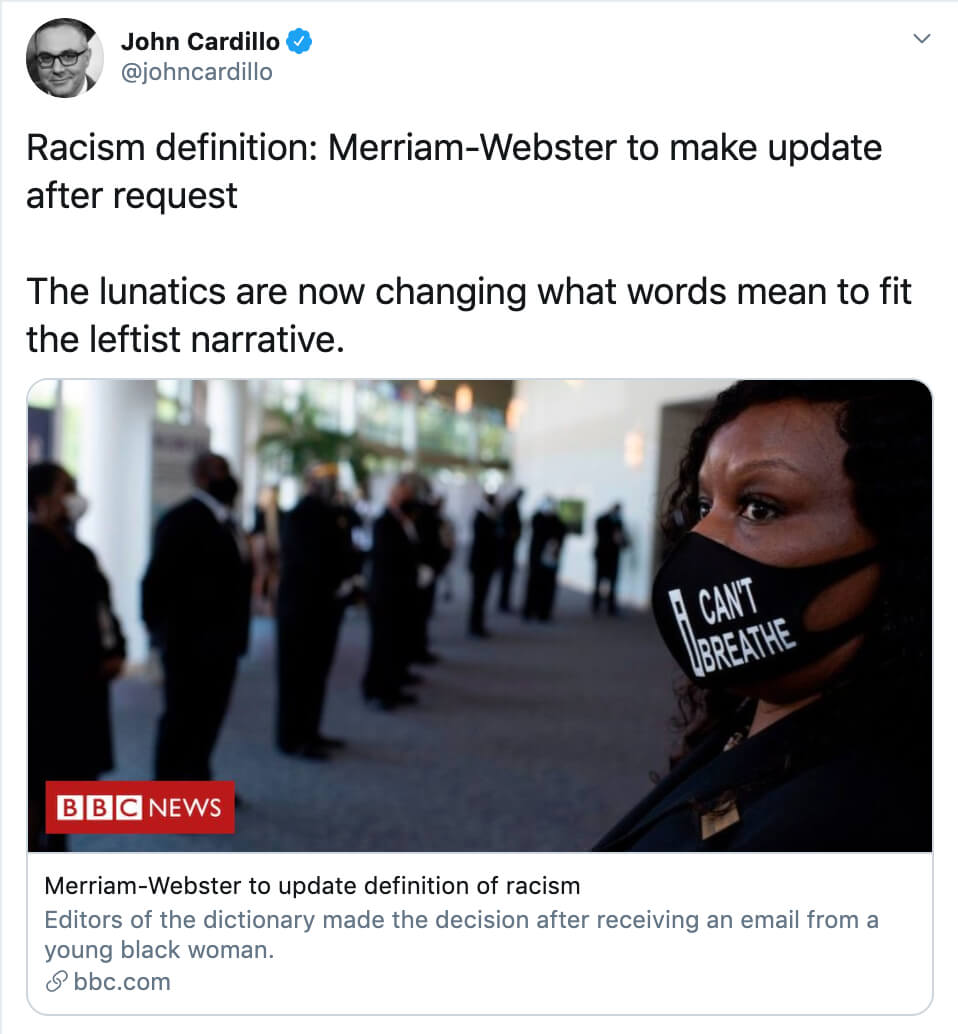 Conservatives Are Losing It Over Merriam-Webster's Revision Of 'Racism'