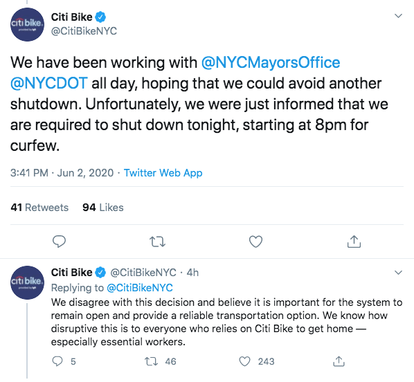 citibike curfew shutdown