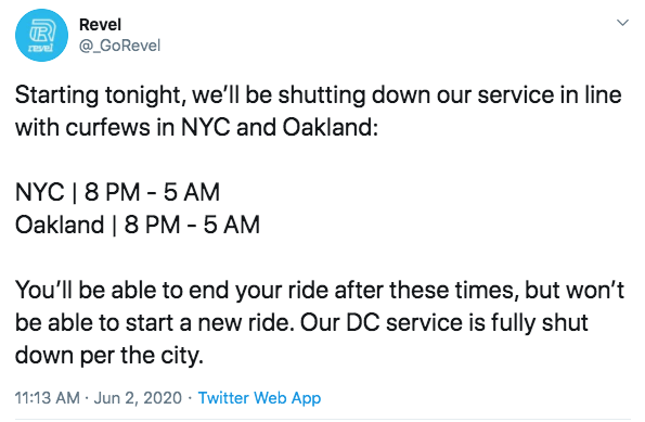 revel curfew shutdown