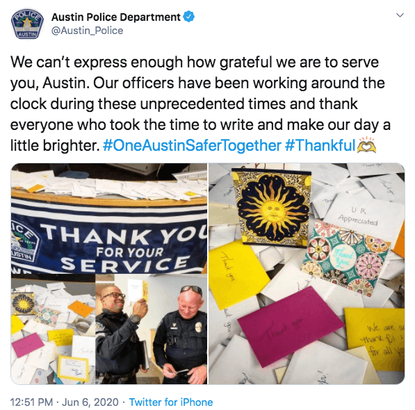 austin police department thank you cards