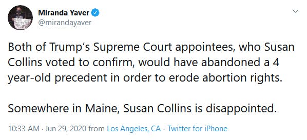 Susan Collins Supreme Court Abortion Brett Kavanaugh
