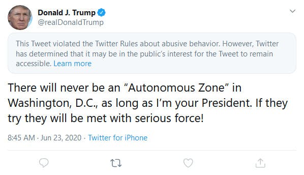 Trump Twitter Autonomous Zone Abusive Behavior