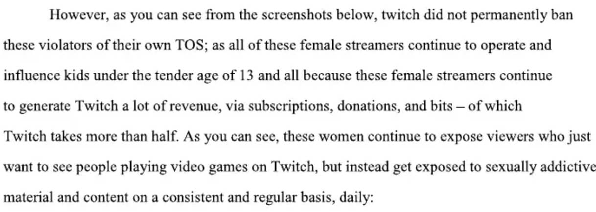 Twitch lawsuit - female streamers