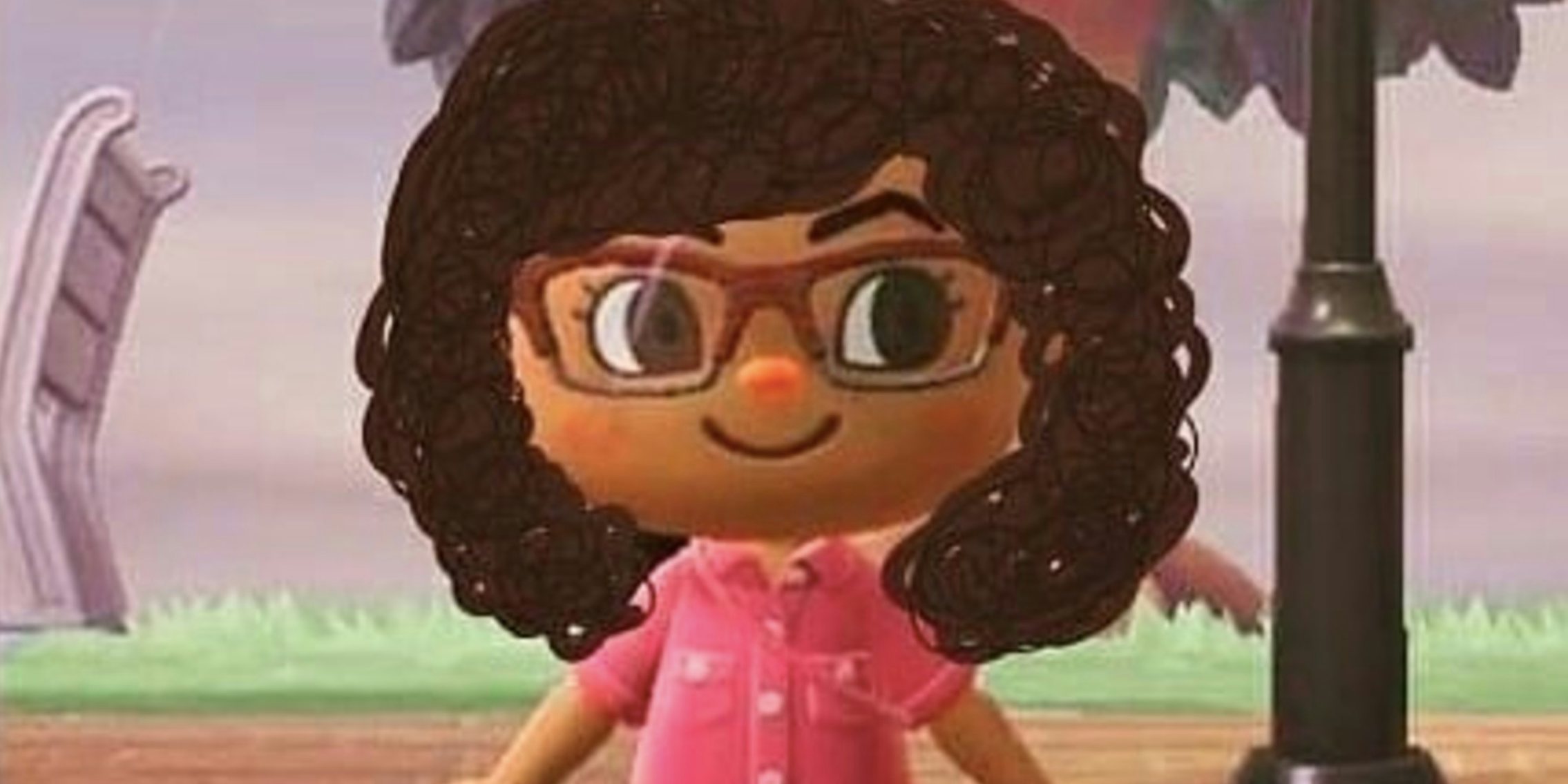 animal crossing character with curly hair