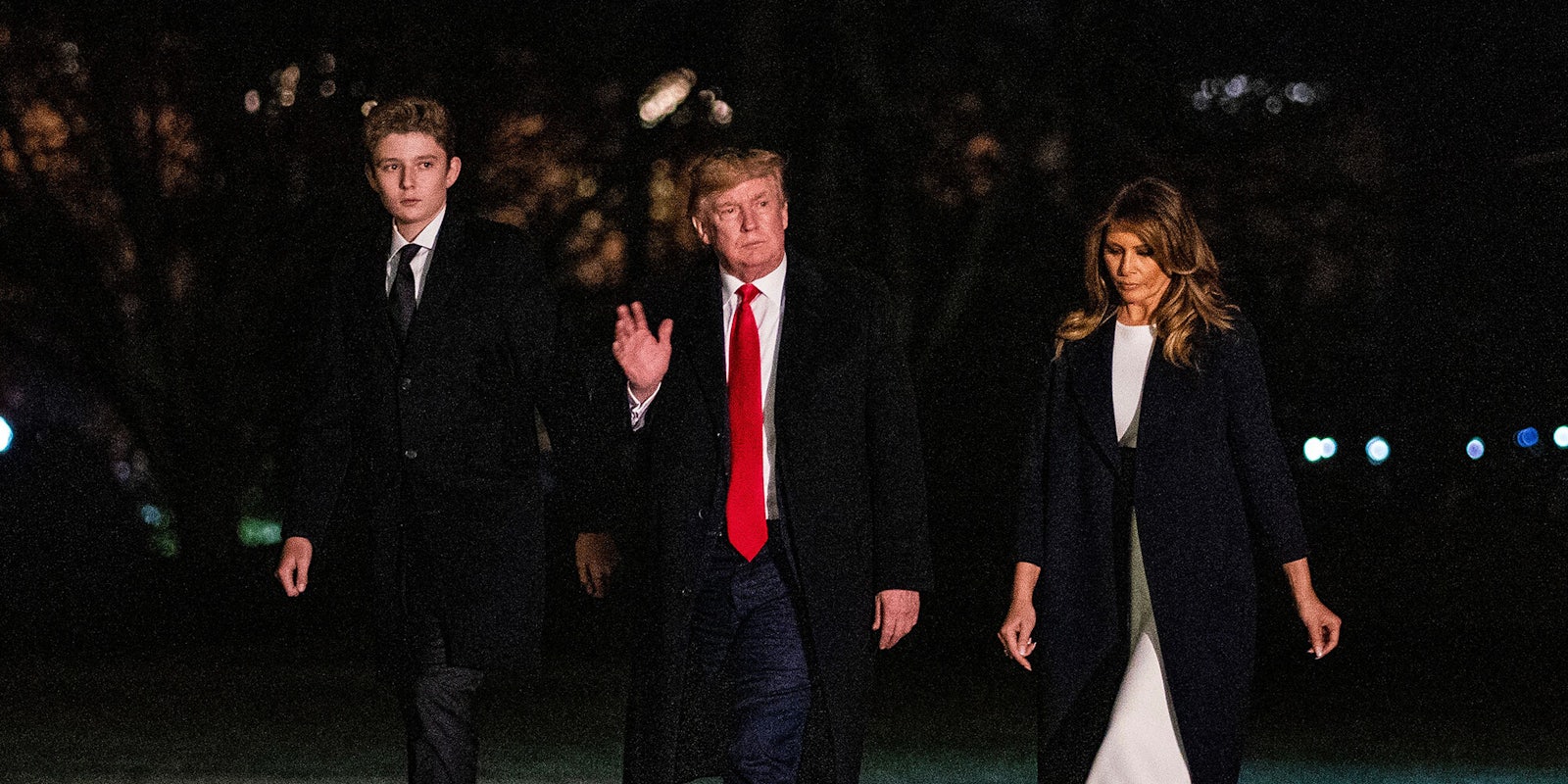 Barron, Donald and Melania Trump